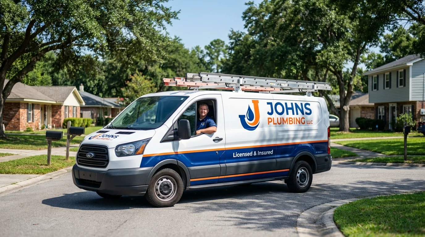 Johns Plumbing LLC service van in Port Ewen, NY