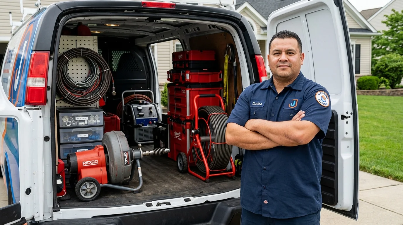 Professional drain cleaning equipment and Johns Plumbing LLC plumber in Port Ewen
