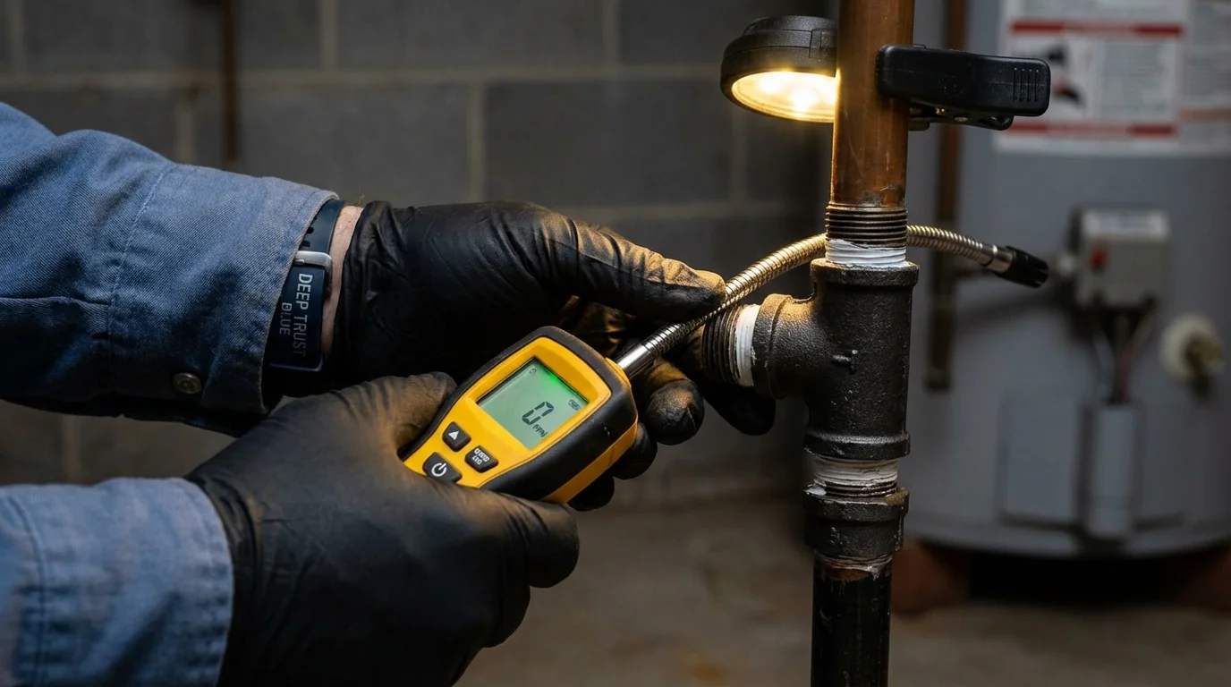 Gas leak detection with electronic sniffer by Johns Plumbing LLC in Port Ewen